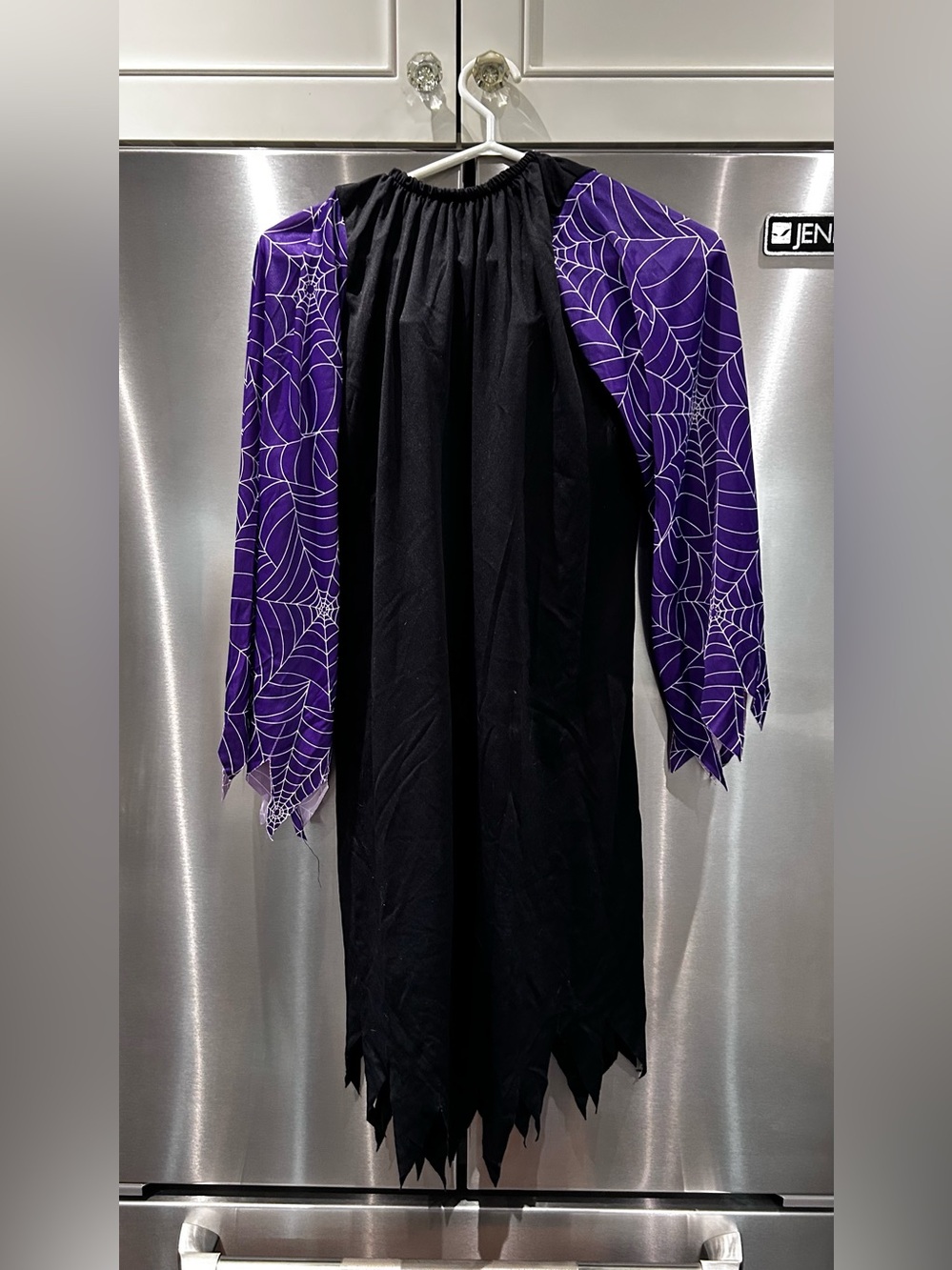 Rubie's Black Dress with Purple Spiderweb Sleeves Large Kids or Small Adult